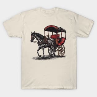 Vintage Amish Buggy Horse Drawn Carriages Buggy Wagon T-Shirt